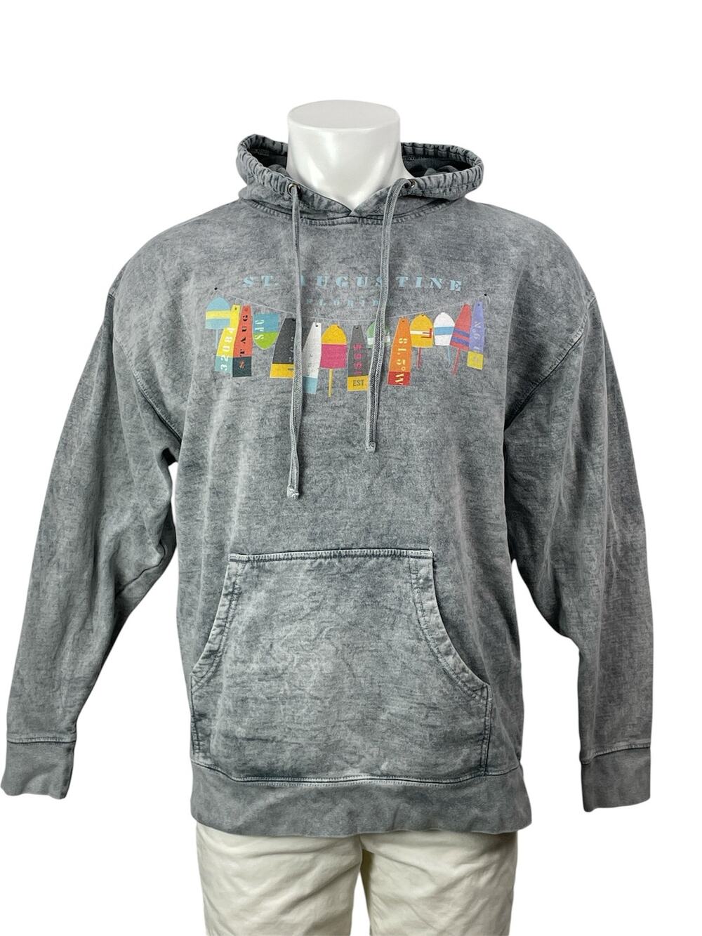 Beantown Apparel Men's Gray St Augustine Florida Graphic Hoodie Sweatshirt L